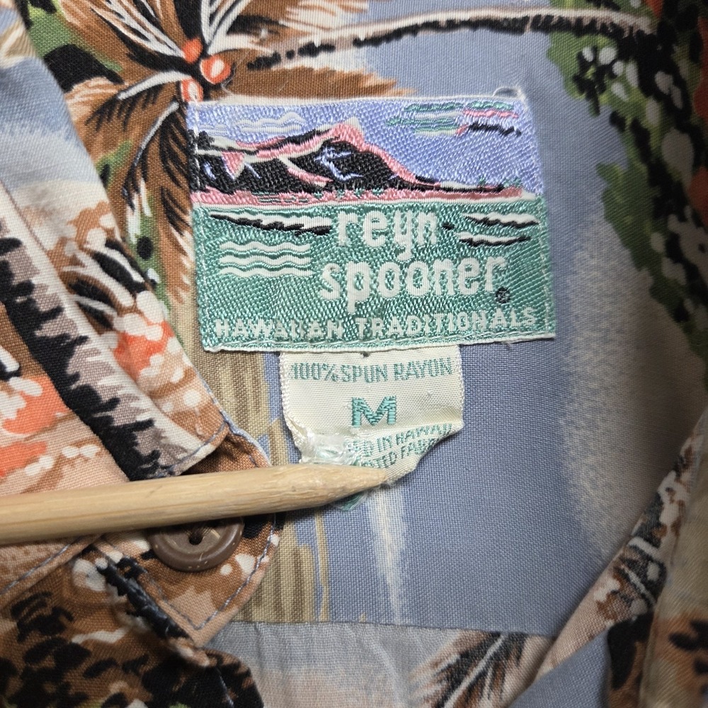 Reyn Spooner Shirt Mens Medium Tailored Fit Aloha Tropical Island Print FLAWS - Picture 10 of 11